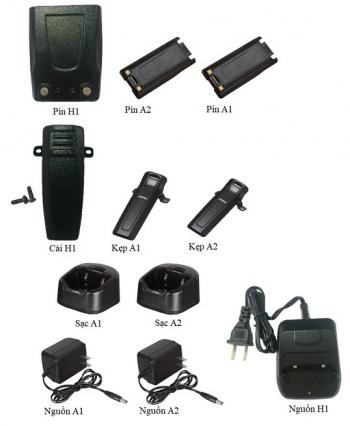 Pin, kẹp, bộ sạc, nguồn cho bộ đàm HYPERSIA
