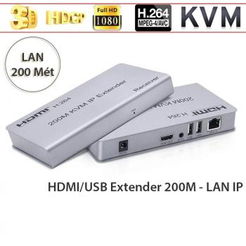 BỘ KHUẾCH ĐẠI MỞ RỘNG HDMI VÀ USB QUA DÂY CÁP MẠNG 200 MÉT - HDMI KVM OVER ETHERNET 200M EXTENDER- BỘ KÉO DÀI ĐƯỜNG TRUYỀN HDMI USB QUA DÂY CÁP MẠNG 200 MÉT