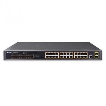 24-port 10/100/1000Mbps PoE Switch PLANET GS-4210-24P2S